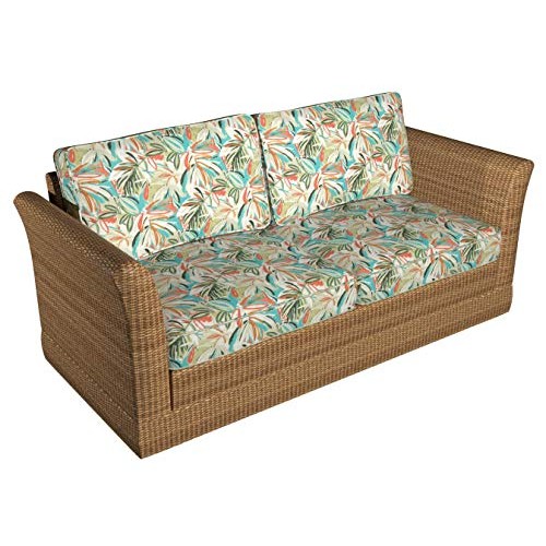 Fiji Aqua Teal Coral Orange Persimmon Green Contemporary Foliage T...