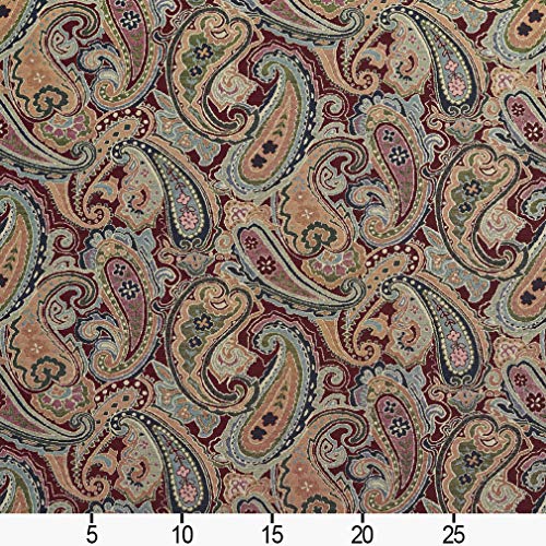 Merlot Paisley Beige Tan Taupe Burdy Red Rust Green Blue Abstra...