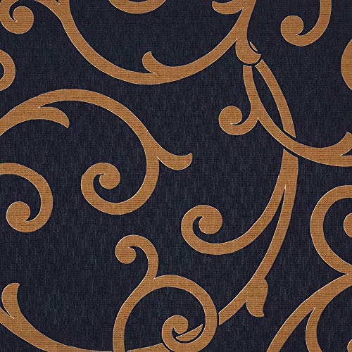 Night Black Gold Lattice Fretwork Contemporary Modern Wide Width P...