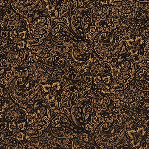 Onyx Black and Gold Large Floral Chenille Upholstery Fabric by the...