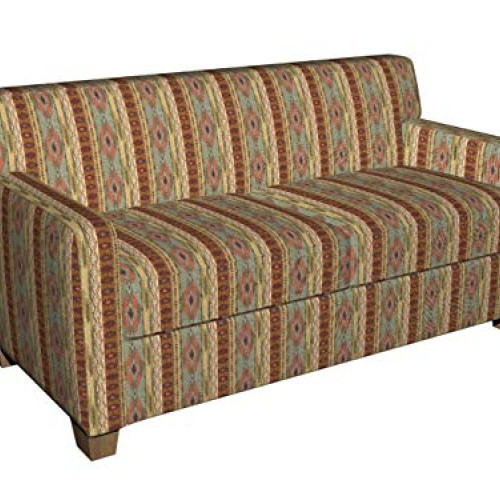 Teal Gold and Red Southwestern Mexican Ranch Stripe Chenille Uphol...