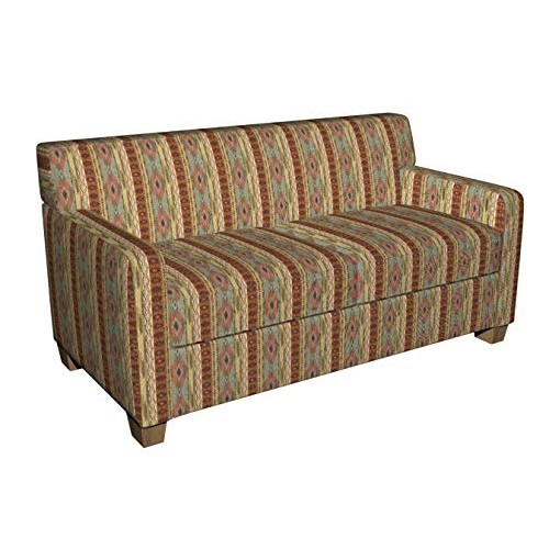 Teal Gold and Red Southwestern Mexican Ranch Stripe Chenille Uphol...