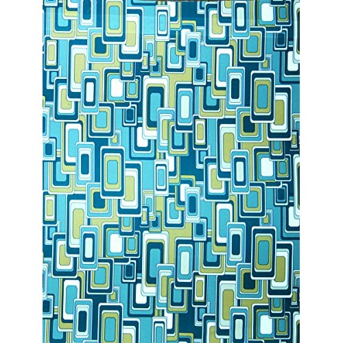 Tidewater Linen Aqua Teal Lt Green White Geometric Abstract Print ...