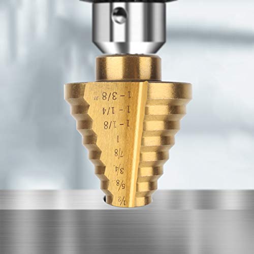 KOWOOD HSS Step Drill Bits & Automatic Center Punch 6 Pcs Set with...