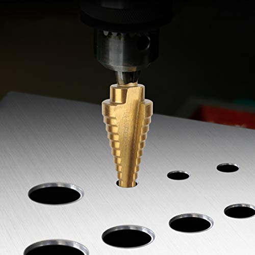 KOWOOD HSS Step Drill Bits & Automatic Center Punch 6 Pcs Set with...