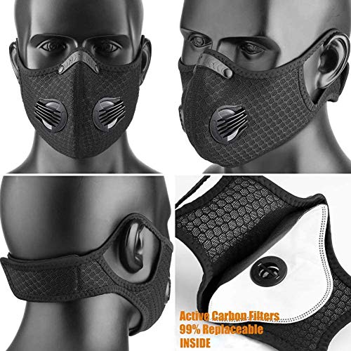 Sports Mask, Dustproof Mask Activated Carbon Filtration Exhaust Ga...