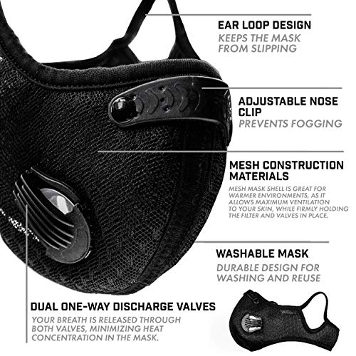 Sports Mask, Dustproof Mask Activated Carbon Filtration Exhaust Ga...