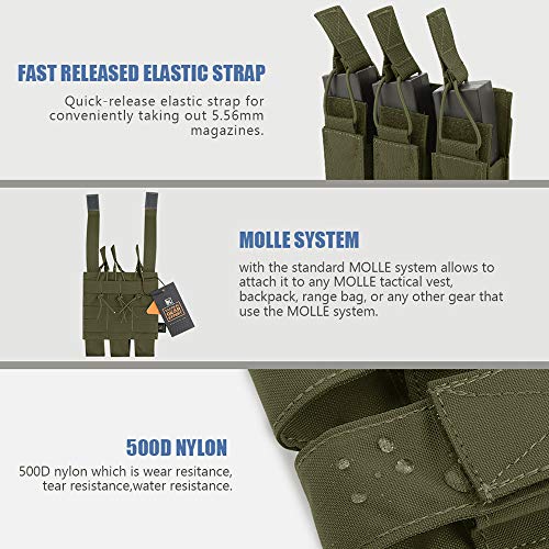KRYDEX Open Top Triple MP7 MP5 MP9 Magazine Pouches Molle Ranger ...