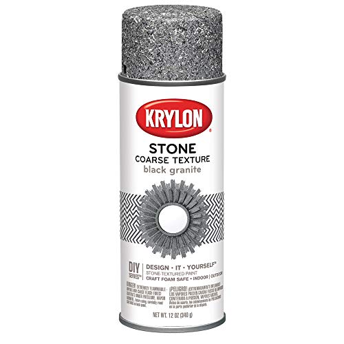 Krylon K18201 Coarse Stone Texture Finish Spray Paint, Black Grani...