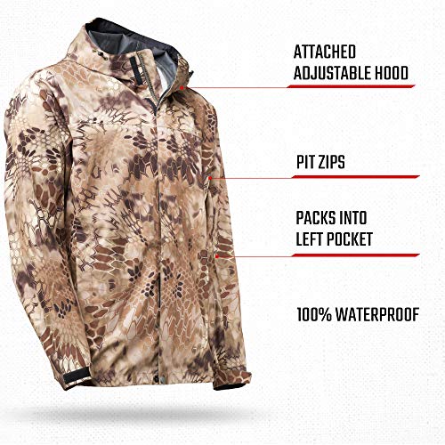 Kryptek Hunting Clothing - Jupiter Waterproof, Packable Jacket, 18...