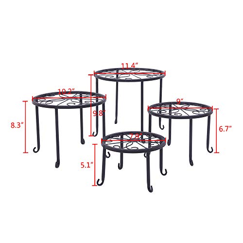 Kshioe Metal Plant Stand 4 in 1 Potted Irons Planter Holder Black ...