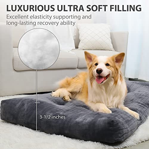 Dog Crate Bed Washable Dog Beds for Large Dogs Deluxe Thick Flanne...