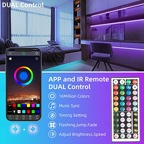 KSIPZE 100ft Led Strip Lights RGB Music Sync Color Changing,Blueto...