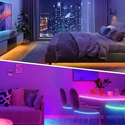 KSIPZE 100ft Led Strip Lights RGB Music Sync Color Changing,Blueto...