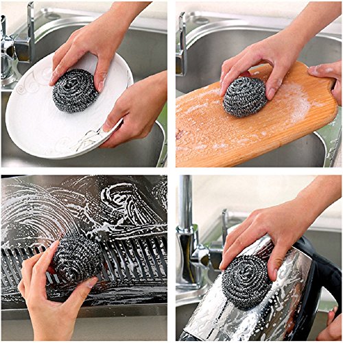 6 Pack Stainless Steel Sponges, Scrubbing Scouring Pad, Steel Wool...