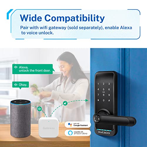 Smart Lock, Kucacci Fingerprint Smart Door Lock, Keyless Entry Doo...