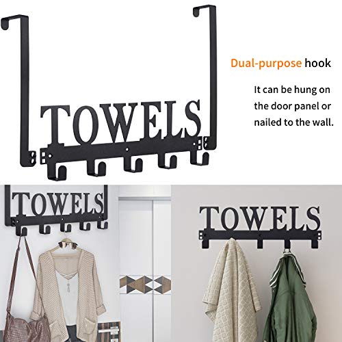 Over The Door Hooks, Towel Holder for Bathroom, Door Mount Towel R...