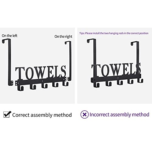 Over The Door Hooks, Towel Holder for Bathroom, Door Mount Towel R...