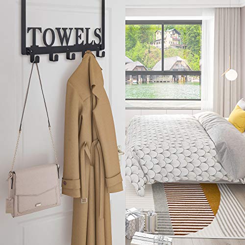 Over The Door Hooks, Towel Holder for Bathroom, Door Mount Towel R...