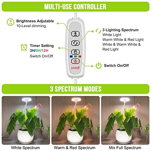 Kullsinss Grow Lights for Indoor Plants, Full Spectrum Halo Growin...