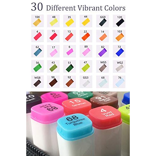 Fabric Markers Pens Permanent 30 Colors, Dual Tip Fabric Paint Art...
