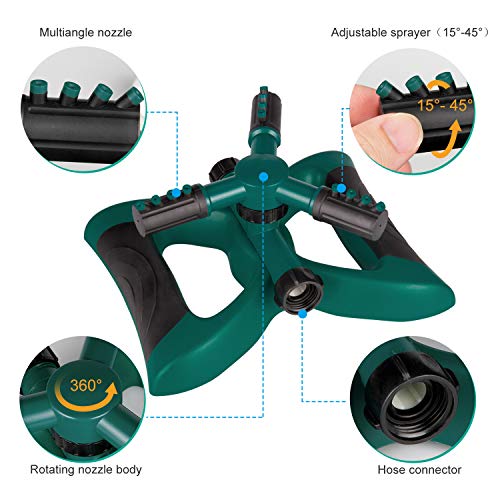 Kupton Lawn Sprinkler System, 360° Rotating Adjustable Sprinkler H...