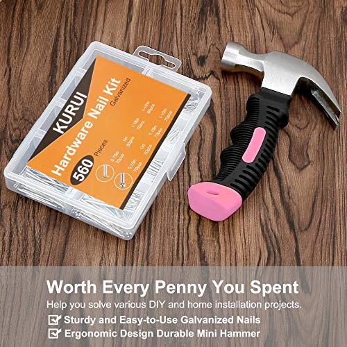 KURUI 560PCs Hardware Small Nail Assortment Kit & Pink 8oz Small C...