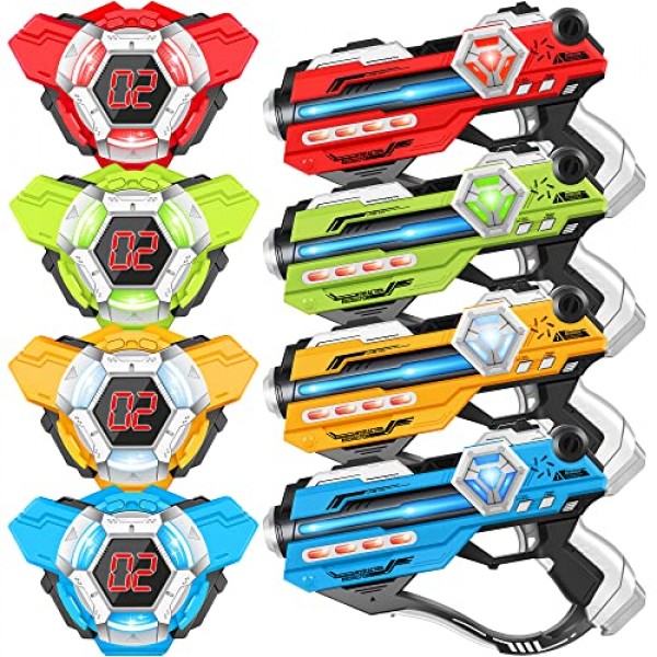 Kusntin Laser Tag Guns Set of 4 with Digital LED Score Display Ves...