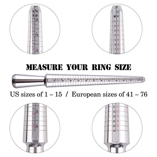 KUUQA Metal Ring Mandrel Ring Sizer, Ring Sizer Gauge Set, Rubber ...