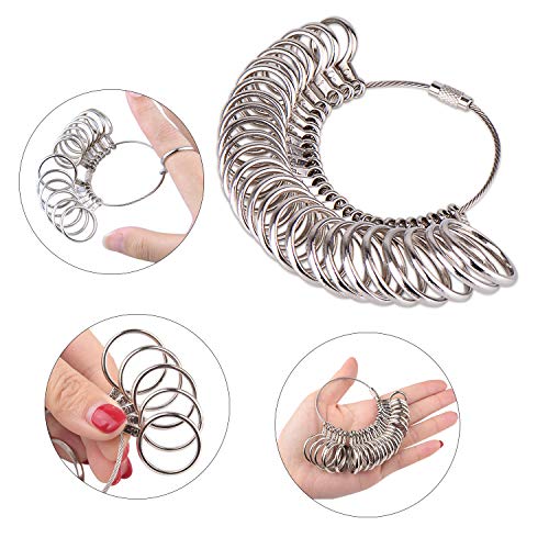 KUUQA Metal Ring Mandrel Ring Sizer, Ring Sizer Gauge Set, Rubber ...