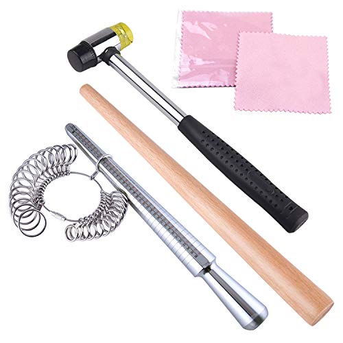 KUUQA Metal Ring Mandrel Ring Sizer, Ring Sizer Gauge Set, Rubber ...