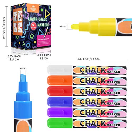 Lehoo Castle Liquid Chalk Markers, Pack of 24 Neon Colour Chalk Ma...