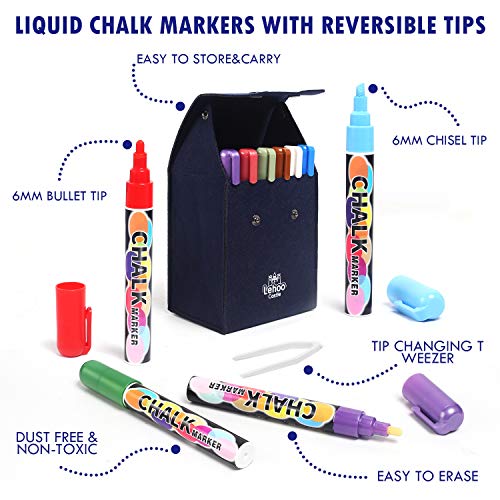 Lehoo Castle Liquid Chalk Markers, Pack of 24 Neon Colour Chalk Ma...