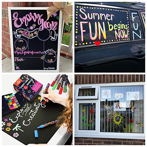 Lehoo Castle Liquid Chalk Markers, Pack of 24 Neon Colour Chalk Ma...