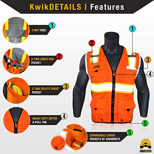 KwikSafety Charlotte, NC BIG KAHUNA 11 Pockets ANSI Class 2 OS...