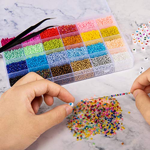 Kyrieval 12/0 Glass Seed Beads 36000 Pcs Colorful Seed Bead Kit wi...