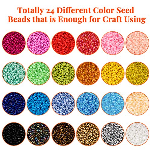 Kyrieval 12/0 Glass Seed Beads 36000 Pcs Colorful Seed Bead Kit wi...