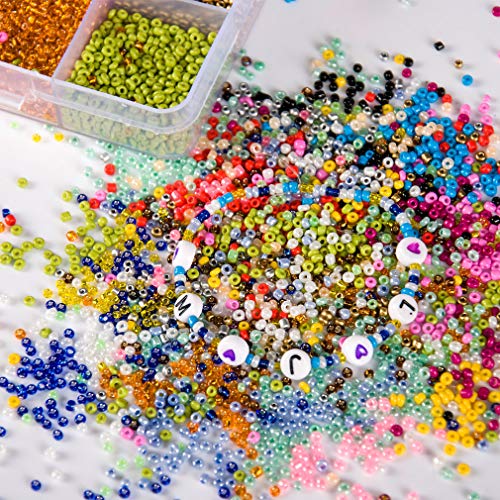 Kyrieval 12/0 Glass Seed Beads 36000 Pcs Colorful Seed Bead Kit wi...