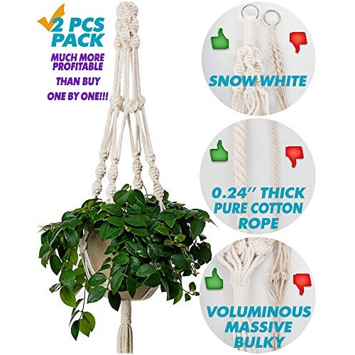 Bulky Plant Hanger Macrame Handmade Indoor Outdoor Decoration Hang...