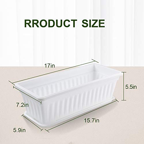 4 Pack Flower Window Box Plastic Rectangular Window Planters with ...