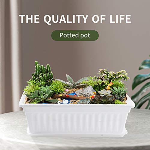 4 Pack Flower Window Box Plastic Rectangular Window Planters with ...