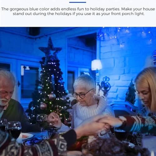 L LOHAS LED Blue Light Bulbs Outdoor, Dusk to Dawn Sensor A19 Blue Porch Lights 40W Equivalent, 6W Colored Light Bulb, Auto-On/Off E26 Base for Christmas Party Wedding Patio Backyard, 4 Pack