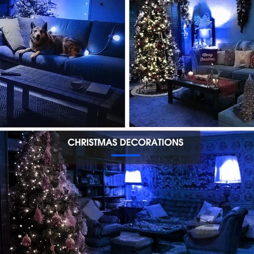 L LOHAS LED Blue Light Bulbs Outdoor, Dusk to Dawn Sensor A19 Blue Porch Lights 40W Equivalent, 6W Colored Light Bulb, Auto-On/Off E26 Base for Christmas Party Wedding Patio Backyard, 4 Pack
