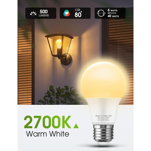 LOHAS Dusk to Dawn Sensor Light Bulbs, 40W Equivalent LED Outdoor Lighting