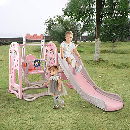 L-MIN Kids Climber Swing and Slide Set, Toddler Climber Slide Play...