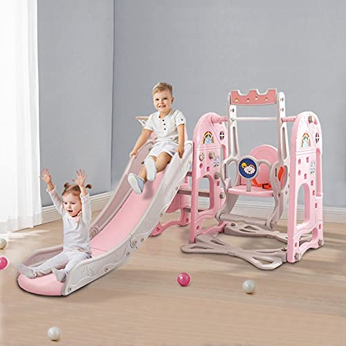 L-MIN Kids Climber Swing and Slide Set, Toddler Climber Slide Play...