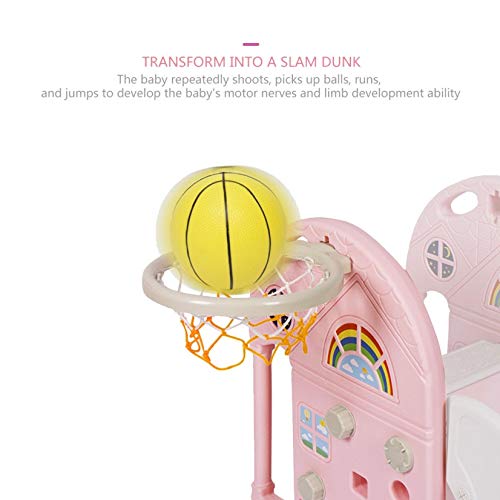 L-MIN Kids Climber Swing and Slide Set, Toddler Climber Slide Play...