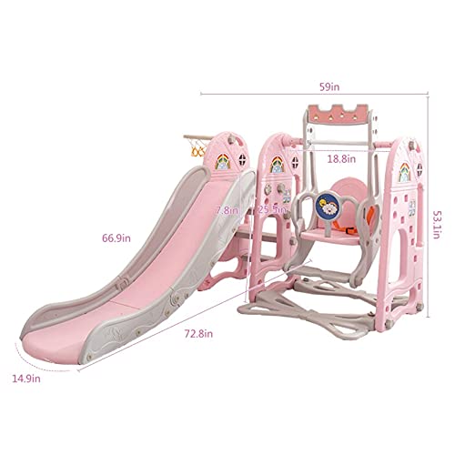 L-MIN Kids Climber Swing and Slide Set, Toddler Climber Slide Play...