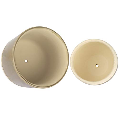 Ceramic Flower Plant Pots - 6.5 + 4.9 Inch Indoor Planters, Plant ...