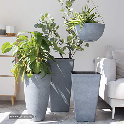 LA JOLIE MUSE Tall Planters Set 2 Flower Pots, 20 Inch Each, Patio...